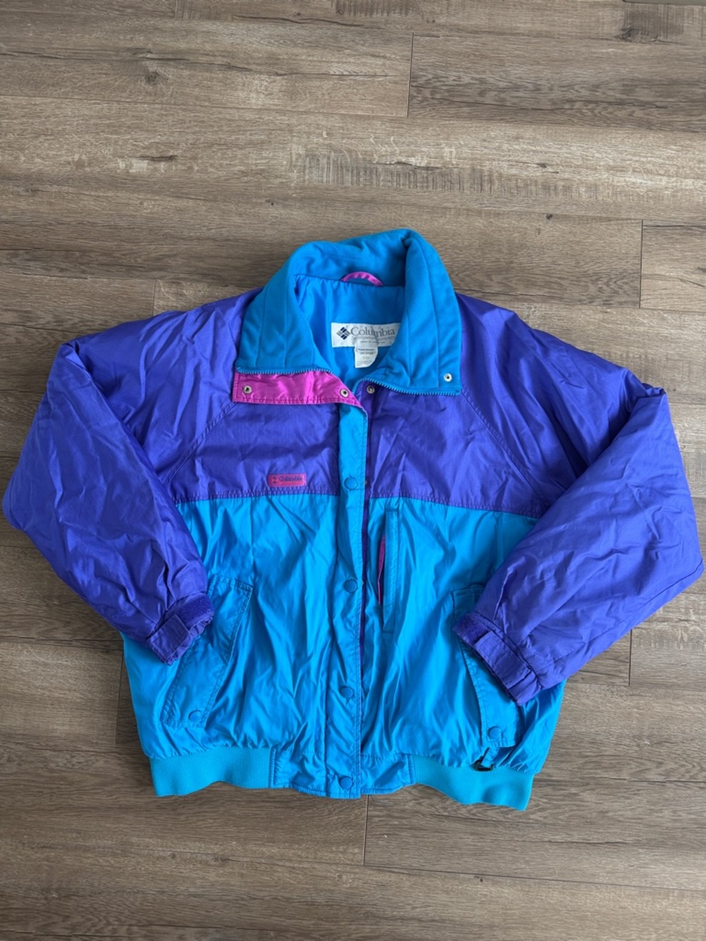 Vintage 90s Columbia Teal, Purple & Pink Colorblock Outdoor Jacket